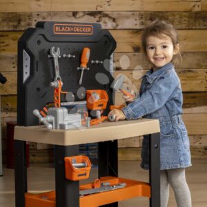 Pracovní dílna Bricolo Workbench Black&Decker Smoby se svěrákem a pracovním nářadím 78 doplňků