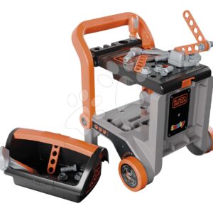 Pracovní dílna na kolečkách multifunkční Bricolo Devil Workmate 3v1 Black&Decker Smoby s kufříkem a nářadím 19 doplňků