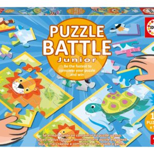 Puzzle Battle zvířátka Animals Junior Educa 16 druhů puzzle 144 dílků a 16 karet s obrázky od 4 let