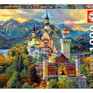 Puzzle Neuschwanstein Castle Educa 1000 dílků a Fix lepidlo