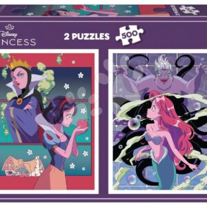 Puzzle Villains versus Princesses Disney Educa 2 x 500 dílků a Fix lepidlo