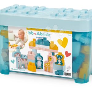 Stavebnice se zvířátky BB Abrick Écoiffier 55 kostek v modré dóze od 12 měsíců