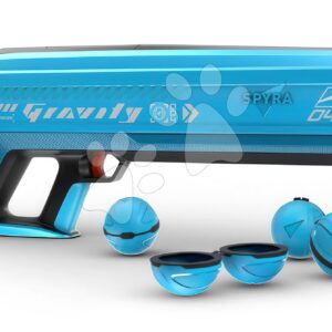 Vodní granátomet s barevným LED displejem SpyraGravity Blue Spyra s integrovanou baterií s USB-C nabíjením a 4 vodní granáty s dostřelem 16 m